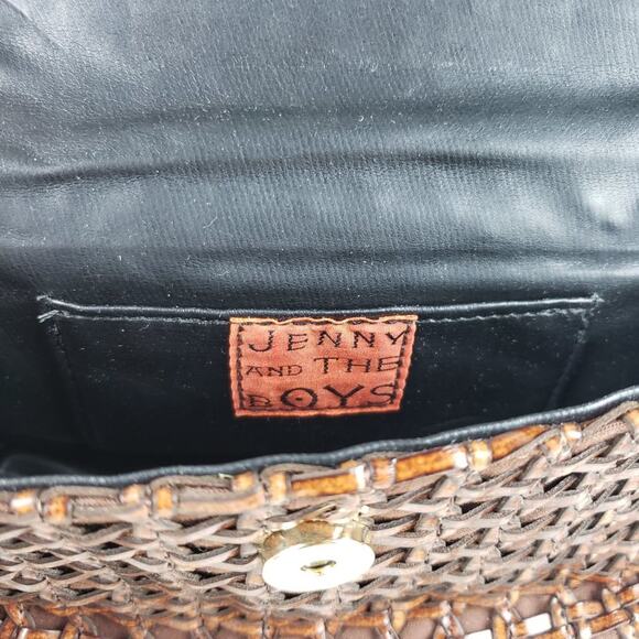 Jenny & The Boys Brown Woven Fold-Over Shoulder Bag Women's Purse - Picture 9 of 10